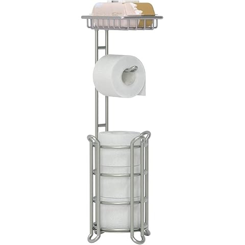 TreeLen Toilet Paper Holder Stand Toilet Tissue Roll Holder with Shelf for Bathroom Storage Holds... | Amazon (US)