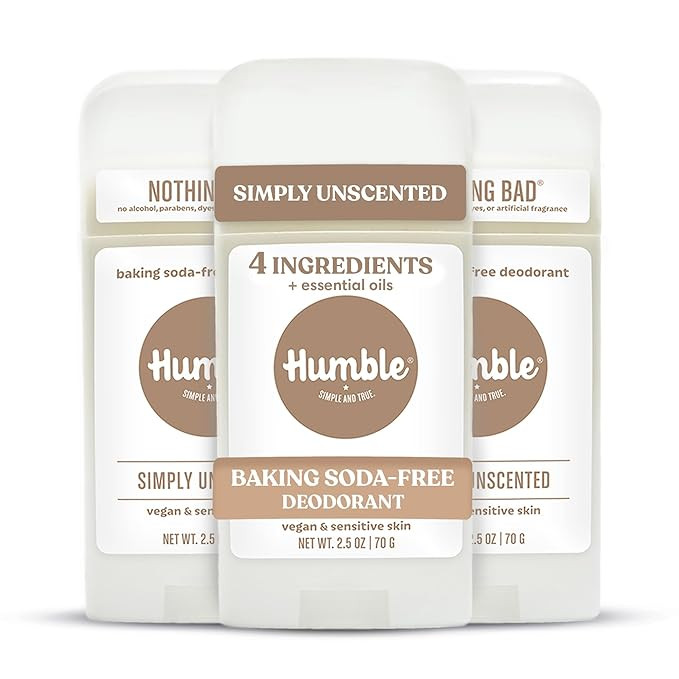 Humble Aluminum-Free Deodorant for Women & Men, Simply Unscented - Baking Soda-Free Natural Deodo... | Amazon (US)