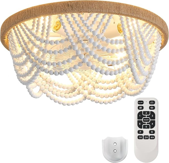 Ceiling Fans with Lights and Remote - Bulbs Included, Caged Fandelier with Handcrafted Beaded Dé... | Amazon (US)