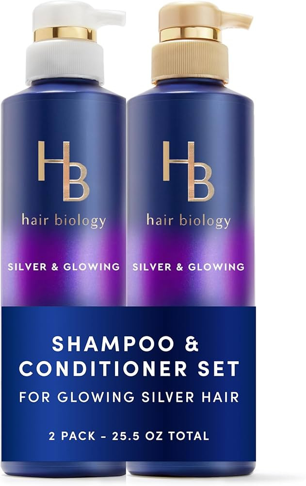 Hair Biology Biotin-Infused Purple Shampoo and Conditioner Set for Grey Hair, Anti-Brassiness, Mo... | Amazon (US)