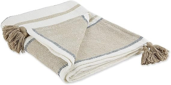 DII Stone & Mineral 2-Tone Chevron Stripe Woven Throw, 50x60, Stone | Amazon (CA)