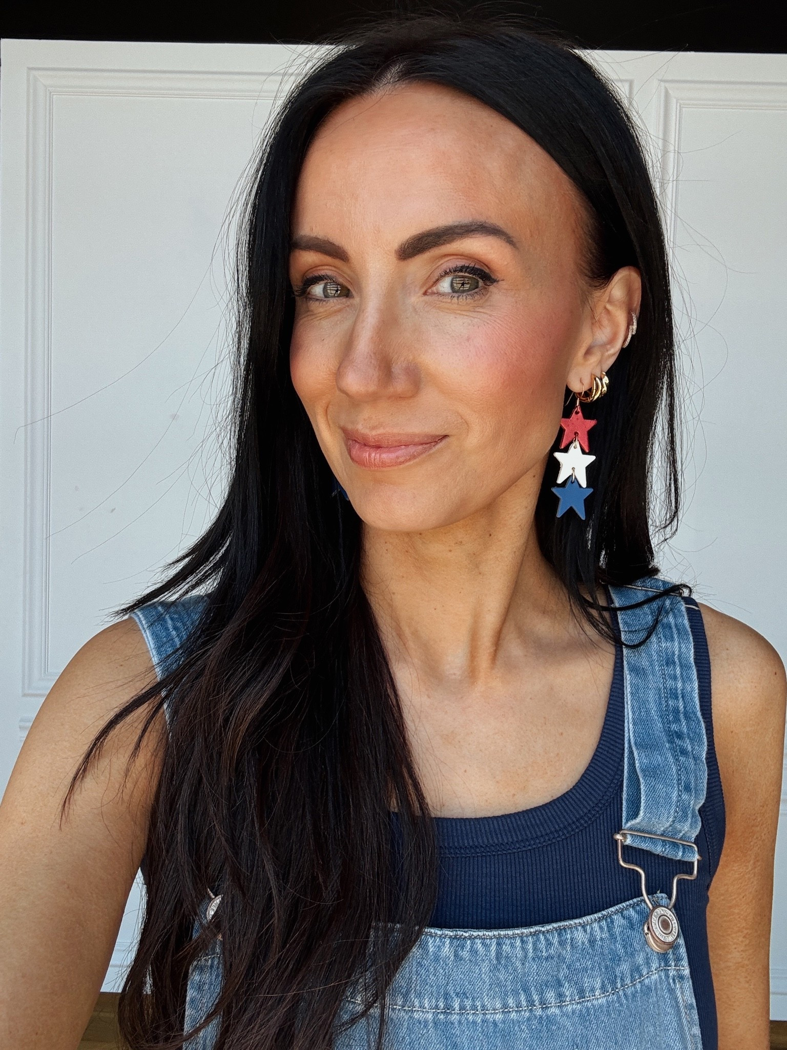These red white and blue star earrings are lightweight and under $40.