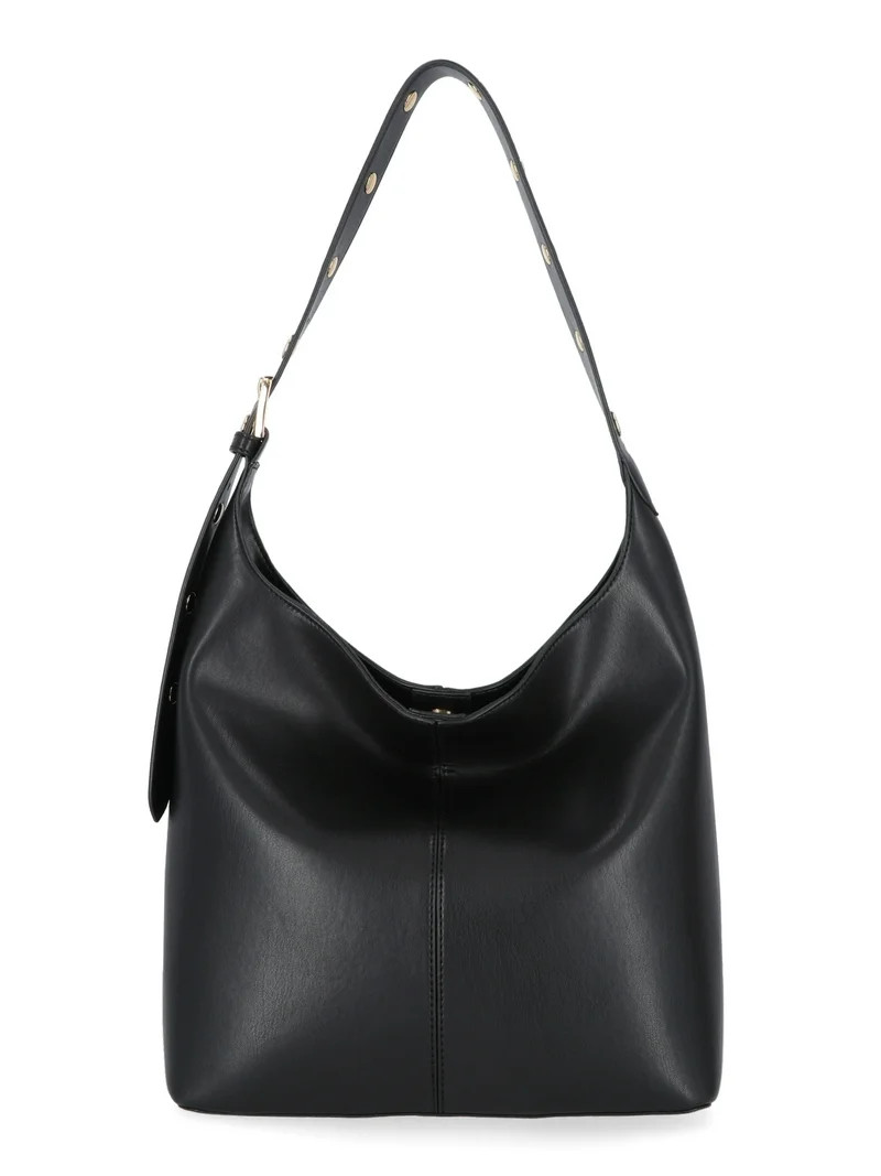 Time and Tru Women's Shively Faux Leather Bucket Handbag, Black | Walmart (US)