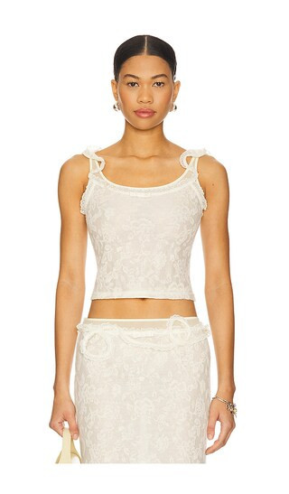 MARRKNULL Lace Layered Top in Beige. - size L | Revolve Clothing (Global)