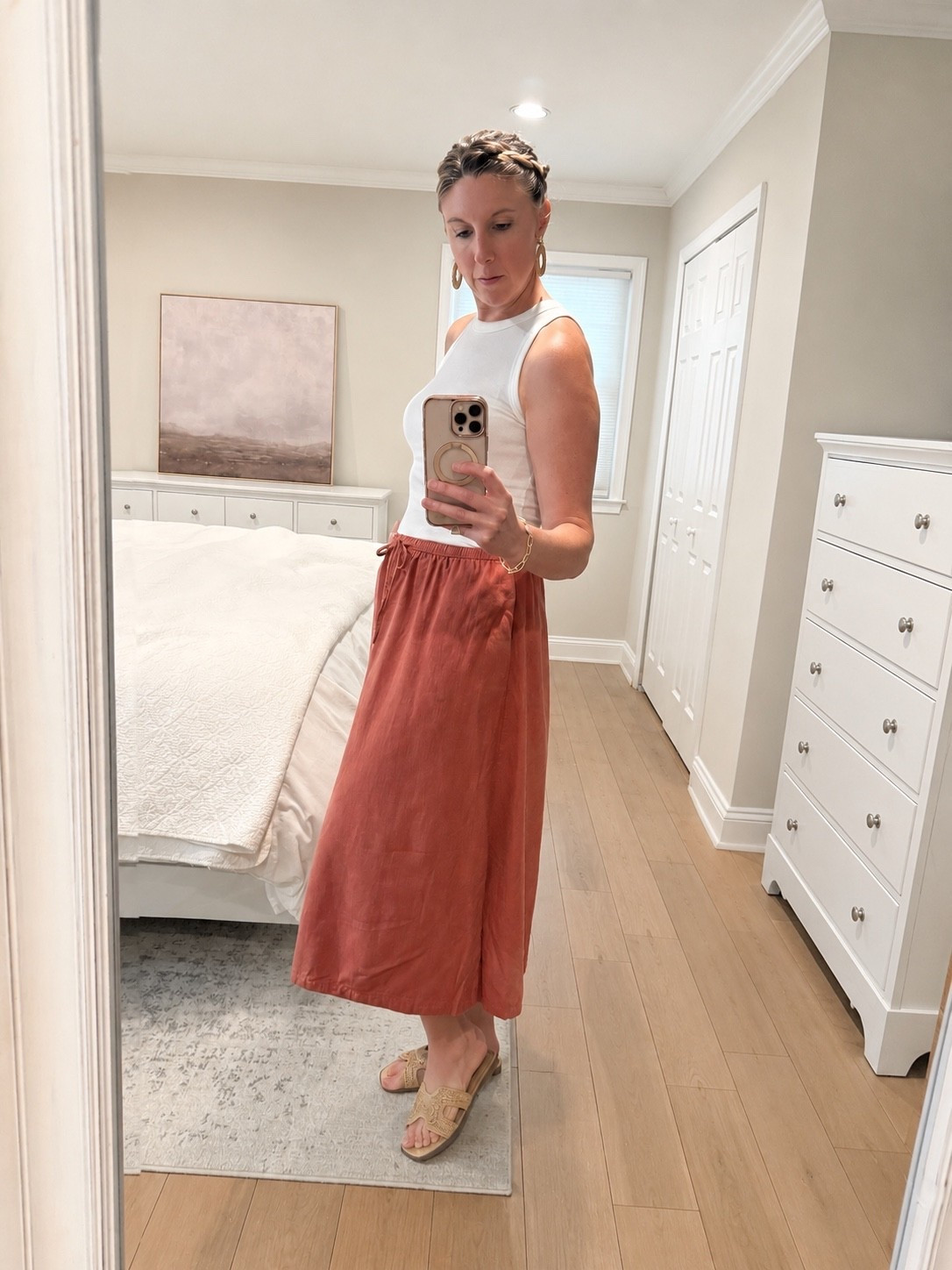 Ready for church today with a linen skirt and tank from Target along with the cutest Target slides. Paired with jewelry from a local SC boutique.

#LTKmomlife #LTKOver40 #LTKootd
