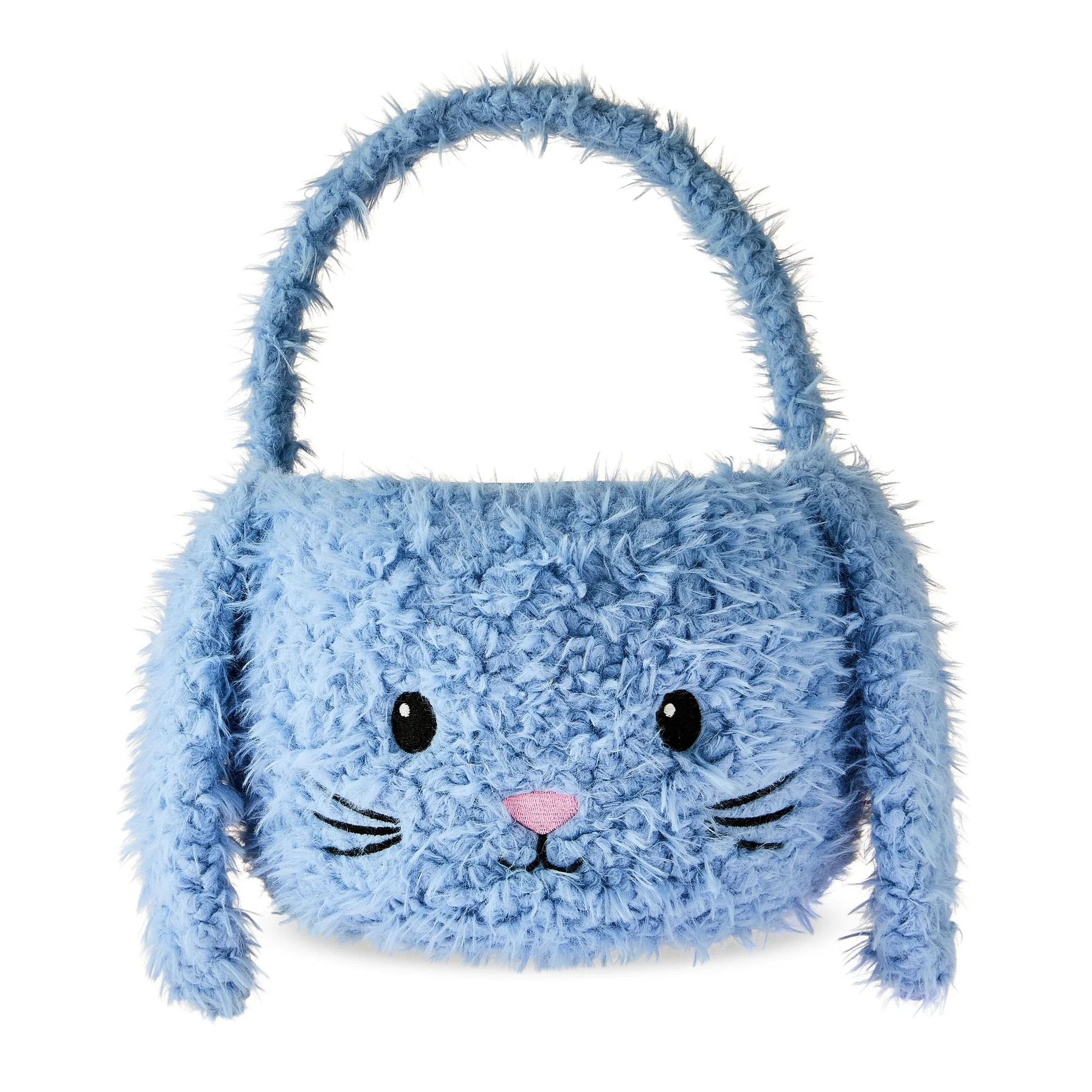 Plush Bunny Basket, Blue, 8.5" x 6.25", Easter by Way To Celebrate | Walmart (US)