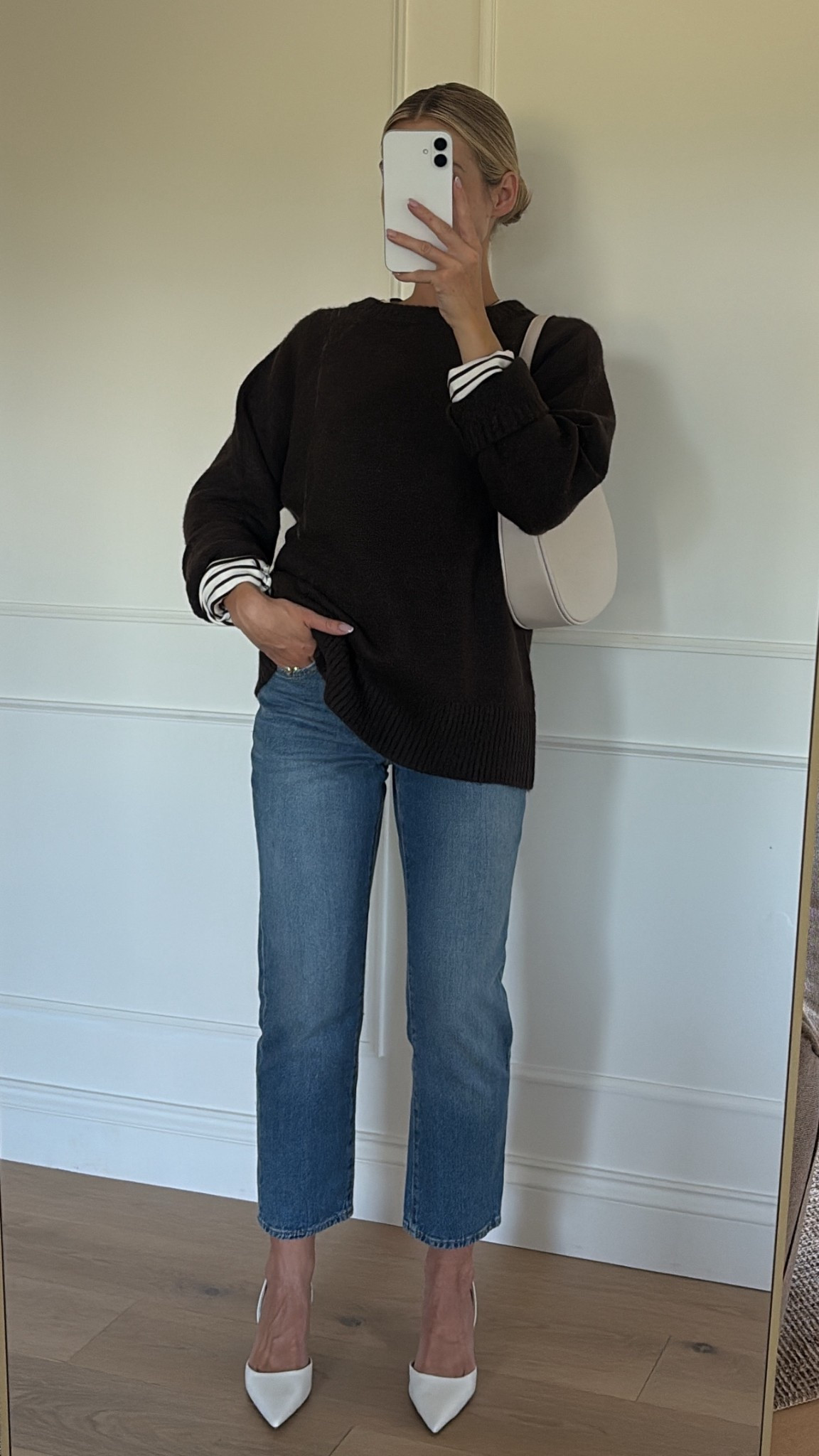 Wearing: 
size 24 short in the jeans
size xs for sweater 
