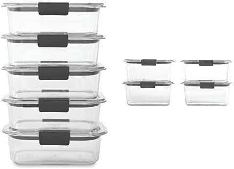 Rubbermaid Brilliance 3.2 and 4.7 Cup Food Storage Container Set, Clear, 18-Piece Set (9 Bases wi... | Amazon (US)