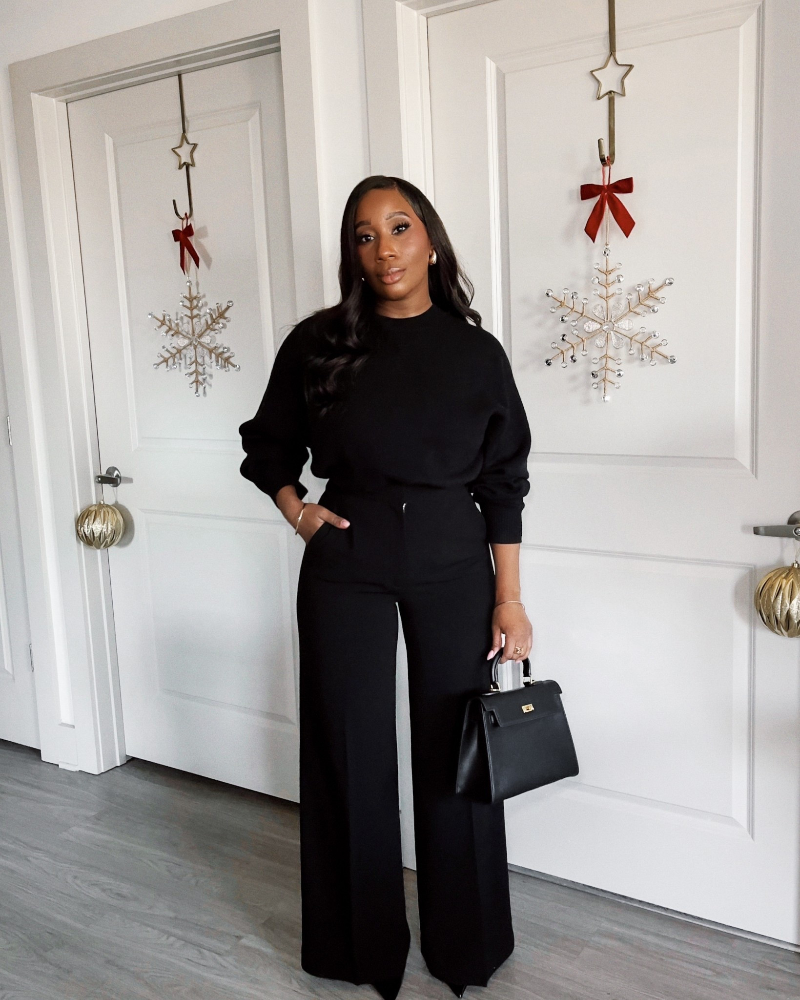 Loving this monochromatic look! 🖤 Wearing a small in the sweater and 6 regular in the pants! 

Elevated styles, style inspo, ootd, outfit inspo, Aritzia

#LTKWorkwear #LTKSeasonal #LTKootd