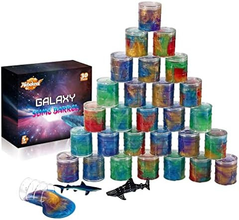 30 Packs Galaxy Slime, Party Favor Kit for Kids,with 2pcs Shark Charms, Non Sticky & Stress & Anx... | Amazon (US)