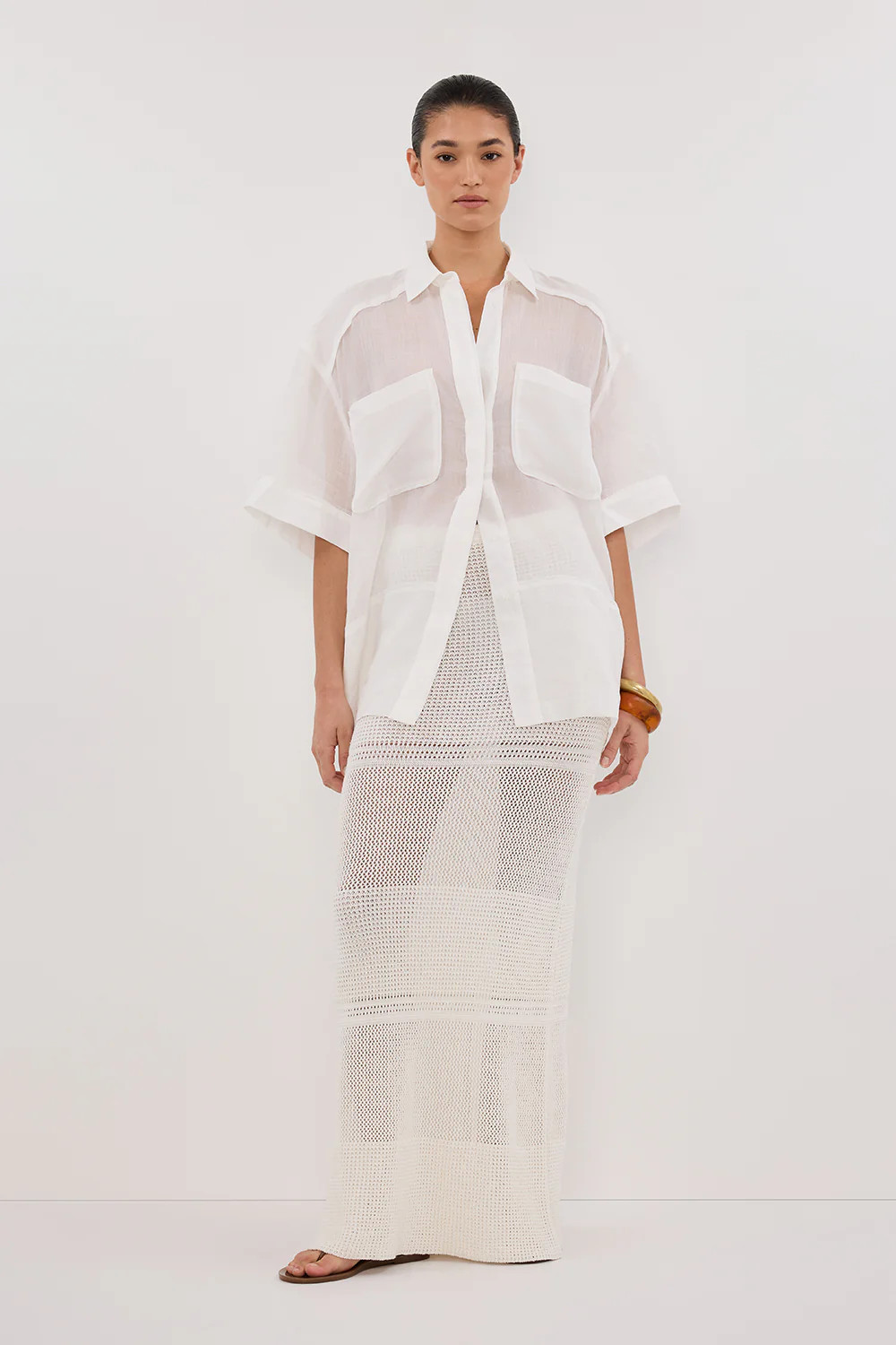 HALLIE OFF WHITE CROCHET MAXI SKIRT | DISSH