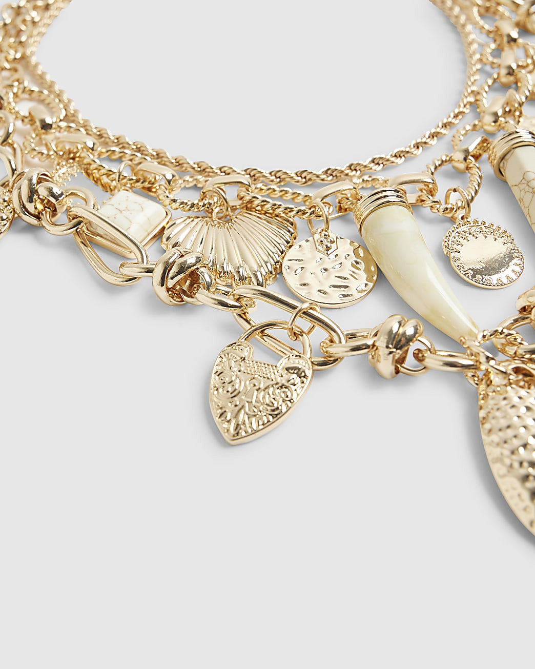Gold Mix Charm Necklace | River Island UK & IE