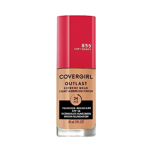 Covergirl Outlast Extreme Wear 3-in-1 Full Coverage Liquid Foundation, SPF 18 Sunscreen, Soft Honey, 1 Fl. Oz. | Amazon (US)