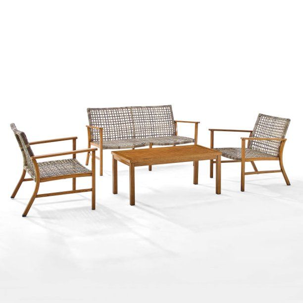 Crosley Furniture Ridley 4-Piece Outdoor Wicker & Metal Conversation Set Distressed Gray/Brown - ... | Walmart (US)