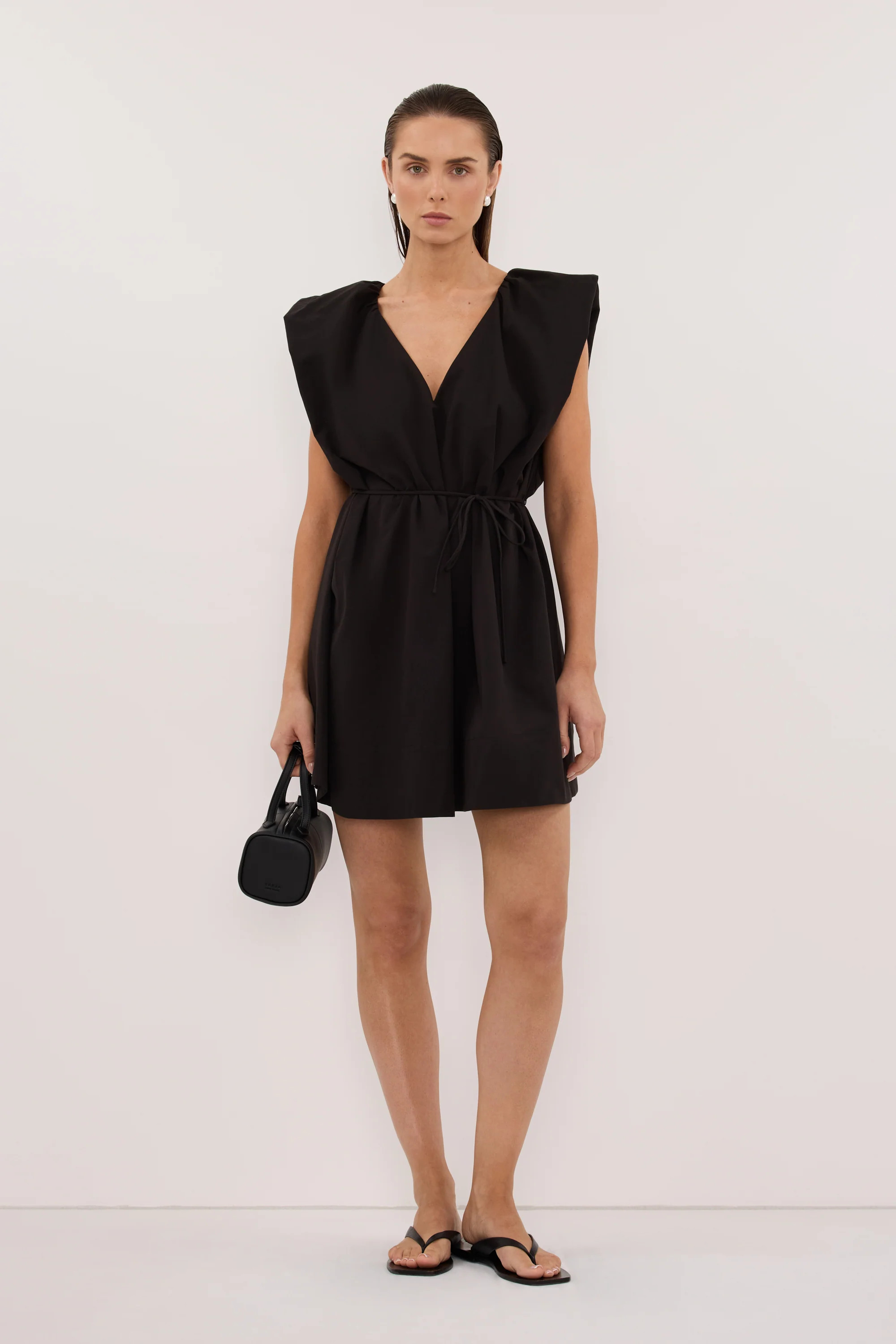 SABRE BLACK POPLIN MINI DRESS | DISSH
