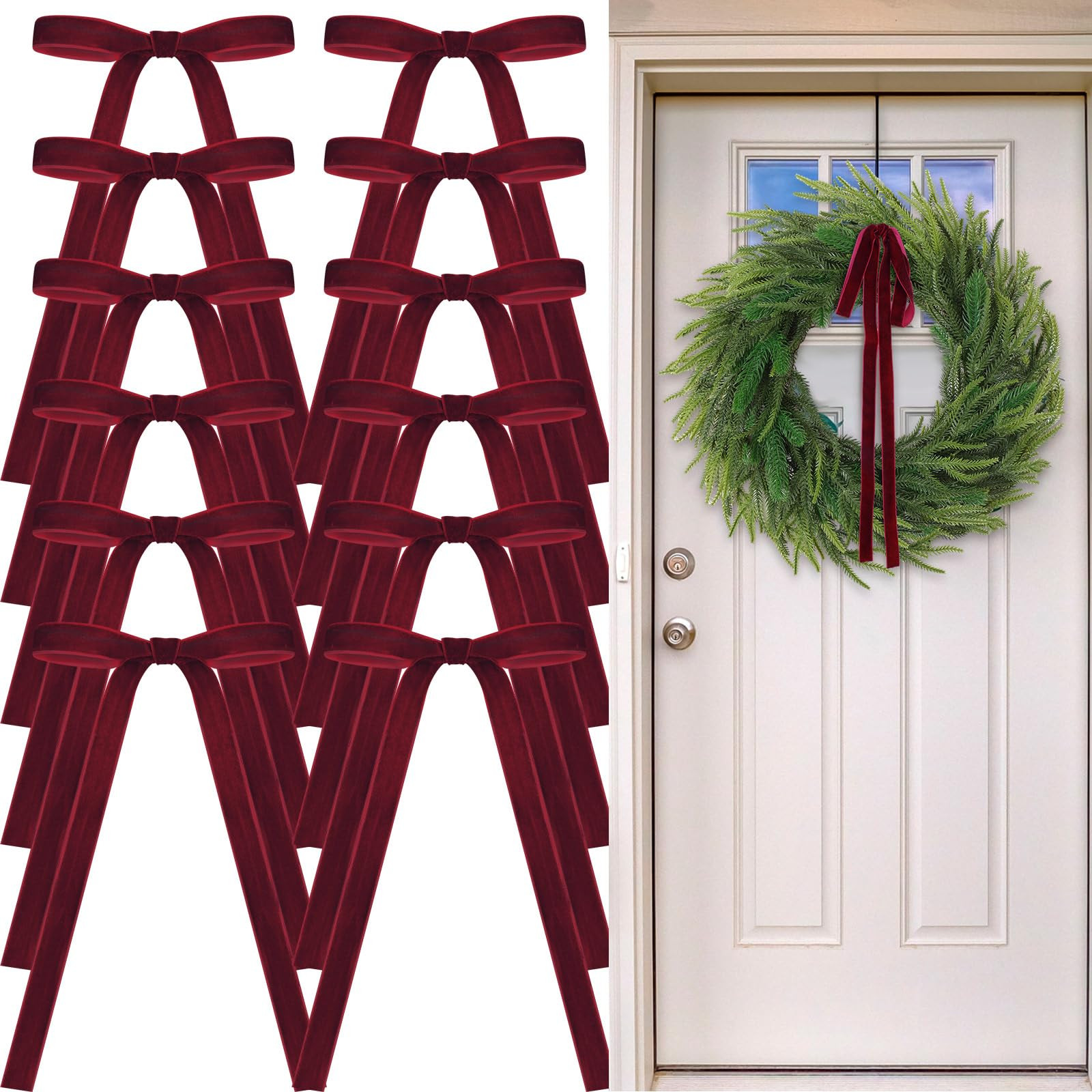 24 Pcs Velvet Bows Christmas Tree Ornaments Vintage Velvet Ribbon Bows for Tree Garland Wreath In... | Amazon (US)