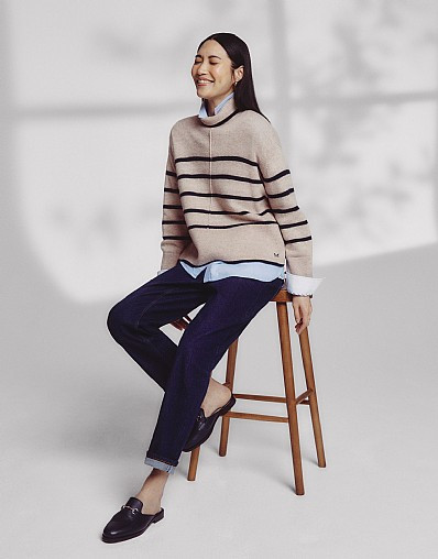 Women's Wide Sleeve Lambswool Roll Neck Jumper from Crew Clothing Company | Crew Clothing (UK)