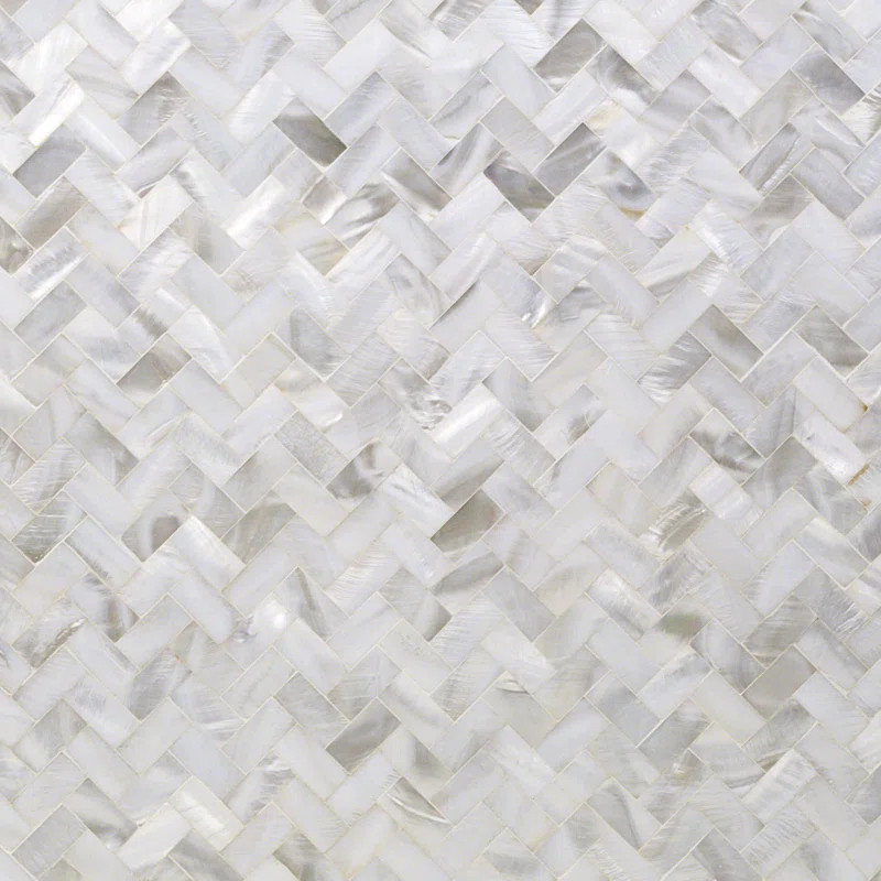 Lokahi 0.39" x 0.79" Seashell Chevron Mosaic Wall Tile | Wayfair North America