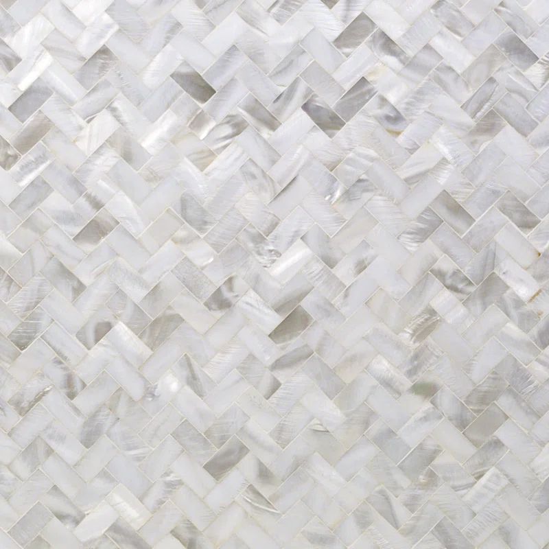 Lokahi 0.39" x 0.79" Seashell Chevron Mosaic Wall Tile | Wayfair North America