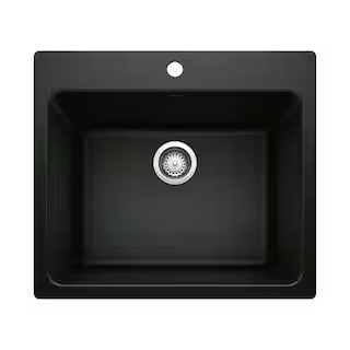 Liven 25 in. x 22 in. x 12 in. Granite Undermount Laundry Sink in Coal Black | The Home Depot