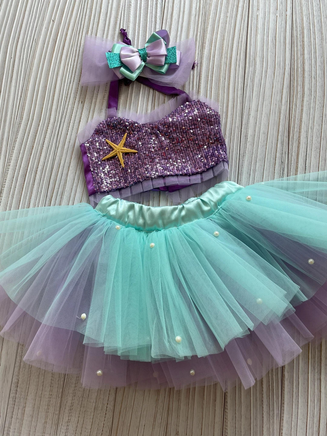 Toddler Mermaid Inspired Purple Costume,baby Girl Mermaid Outfit,mermaid Tutu Romper,1st Birthday... | Etsy (US)