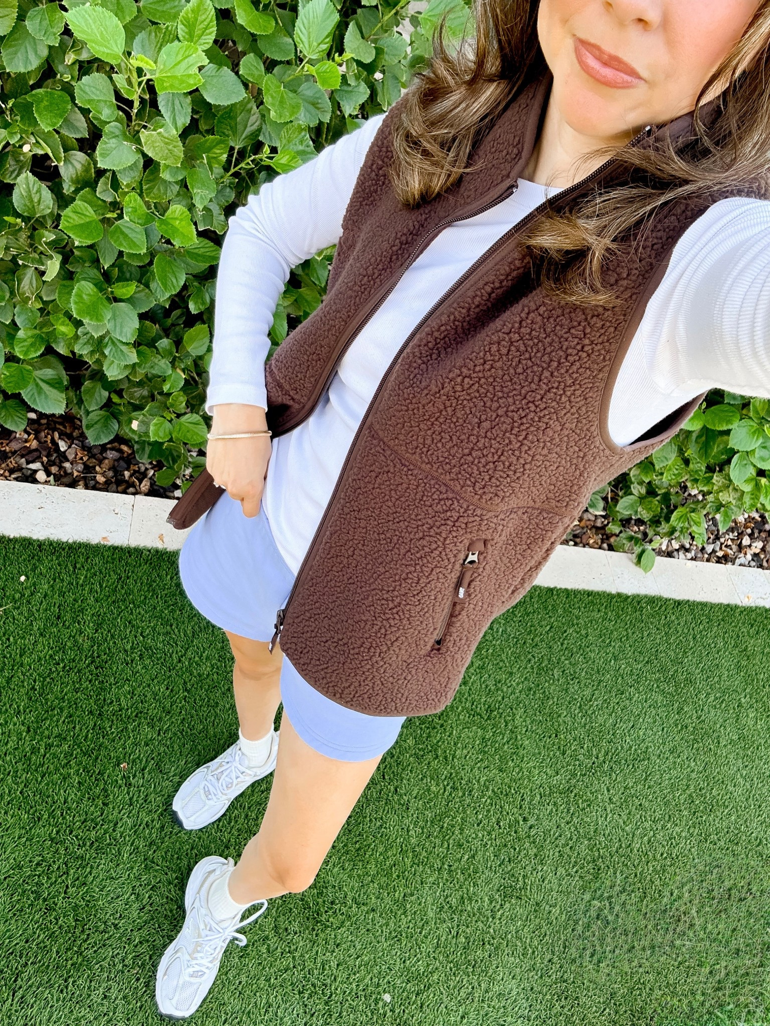 The perfect vest to add to a chilly morning. This aritzia vest is 100% worth it. Style this vest with, shorts, leggings or sweatpants. 

Brown vest xs 
Fleece shorts xs 
Top XS 



#LTKPetite #LTKActive