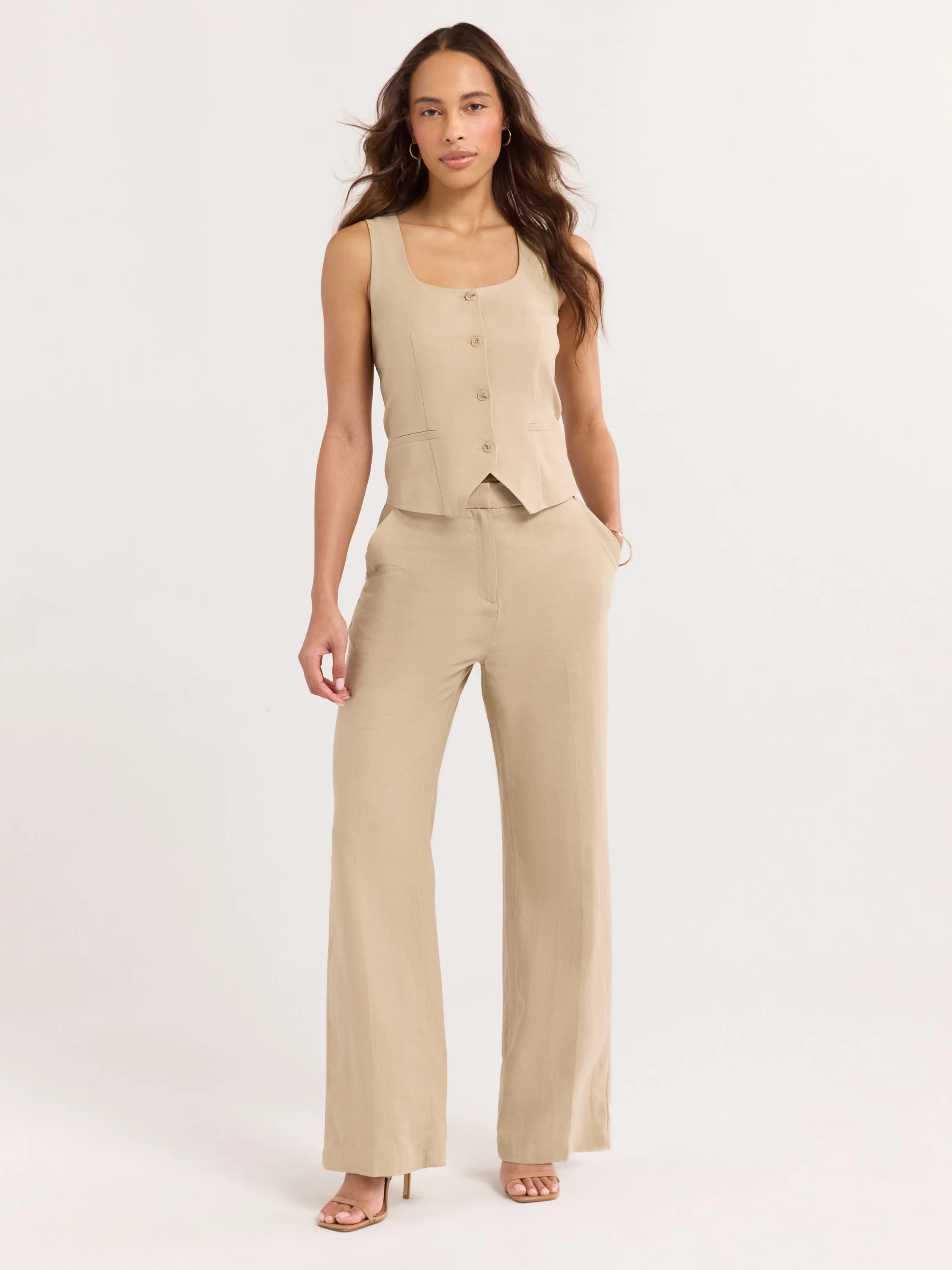 Sofia Jeans Women's Linen Blend Fitted Vest, Sizes XS-XXXL | Walmart (US)