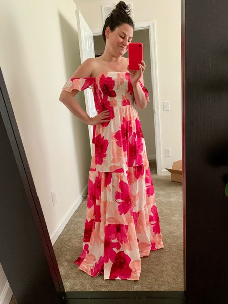 HONEST review of the pedal and pup floral maxi dress!!! This is not a petite friendly dress you would need to wear higher heels if you are 5’2 and under. I absolutely don’t mind wearing higher heels or a wedge so this is perfect for me. I will link high wedges if you are interested but love the dress and the feel is so comfortable. The elastic band up top is perfect if you have a larger, but it does expand pretty wide but also looks gorgeous on a smaller bust size. I love this dress for Mother’s Day graduation vacation, bridal shower, baby shower and more. It’s definitely that spring summer staple piece that you need in your closet even if you wanted to go out to a dinner to have for any occasion under $100 it is $79.

#LTKstyletip #LTKfindsunder100 #LTKSeasonal