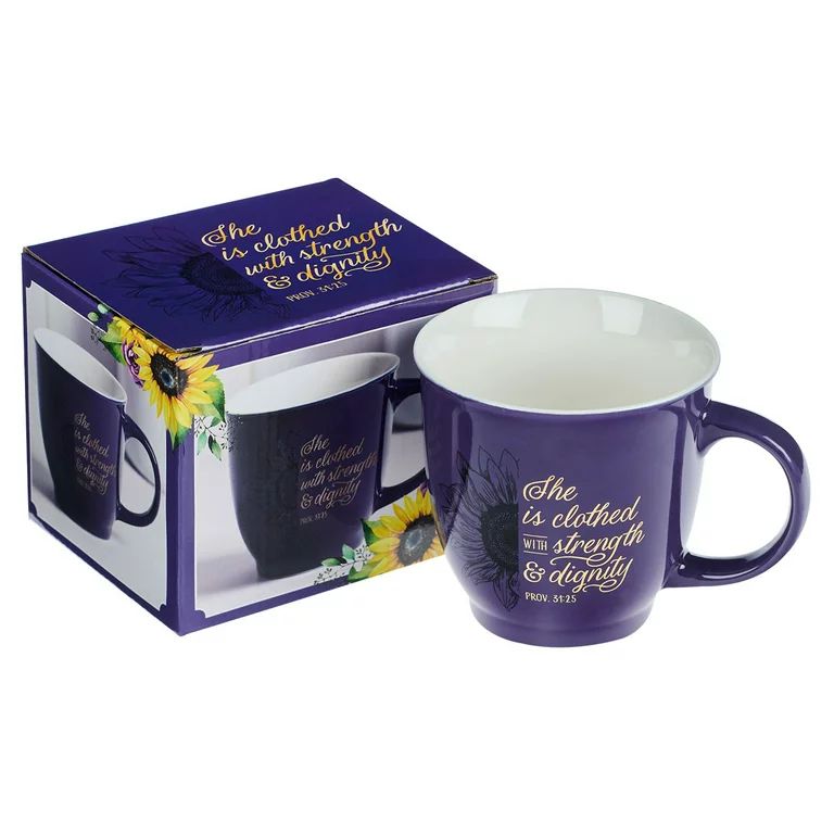 Strength and Dignity Proverbs 31 Woman Bible Verse Ceramic Coffee/Tea Mug  Purple Sunflower Chris... | Walmart (US)