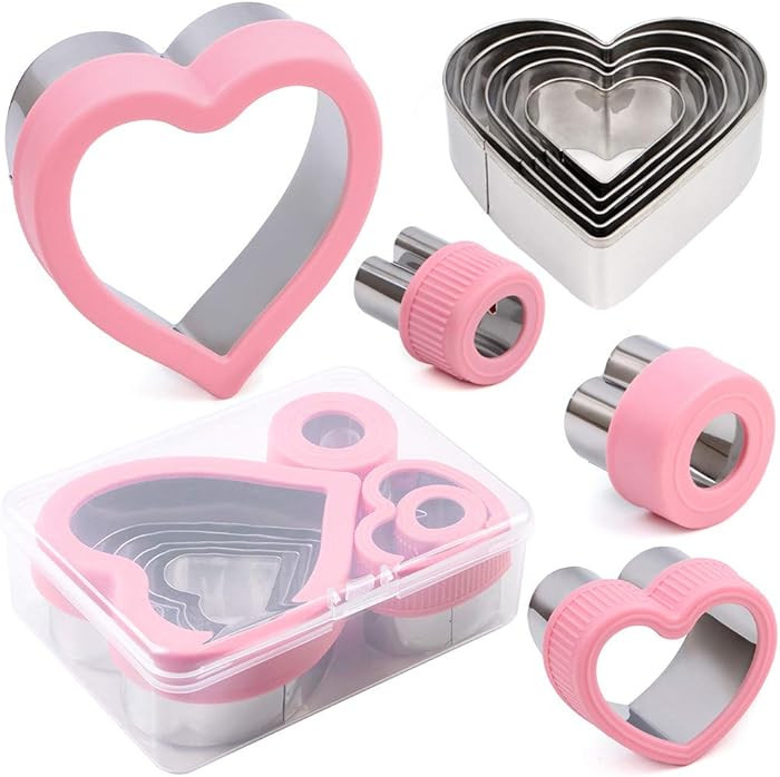 Heart Cookie Cutter Set,9 Piece Heart Shapes Stainless Steel Cookie Cutters Mold for Cakes Biscui... | Amazon (US)