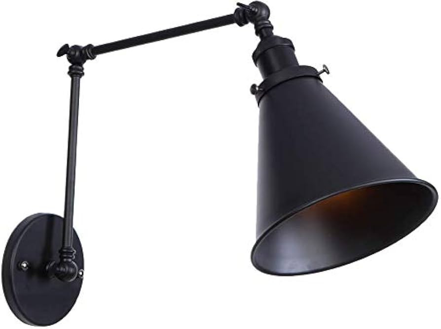 LZoahi Industrial Vintage Wall Mounted Light Sconces Wall Lamp Black Angle Adjustable Swing Arm R... | Amazon (US)