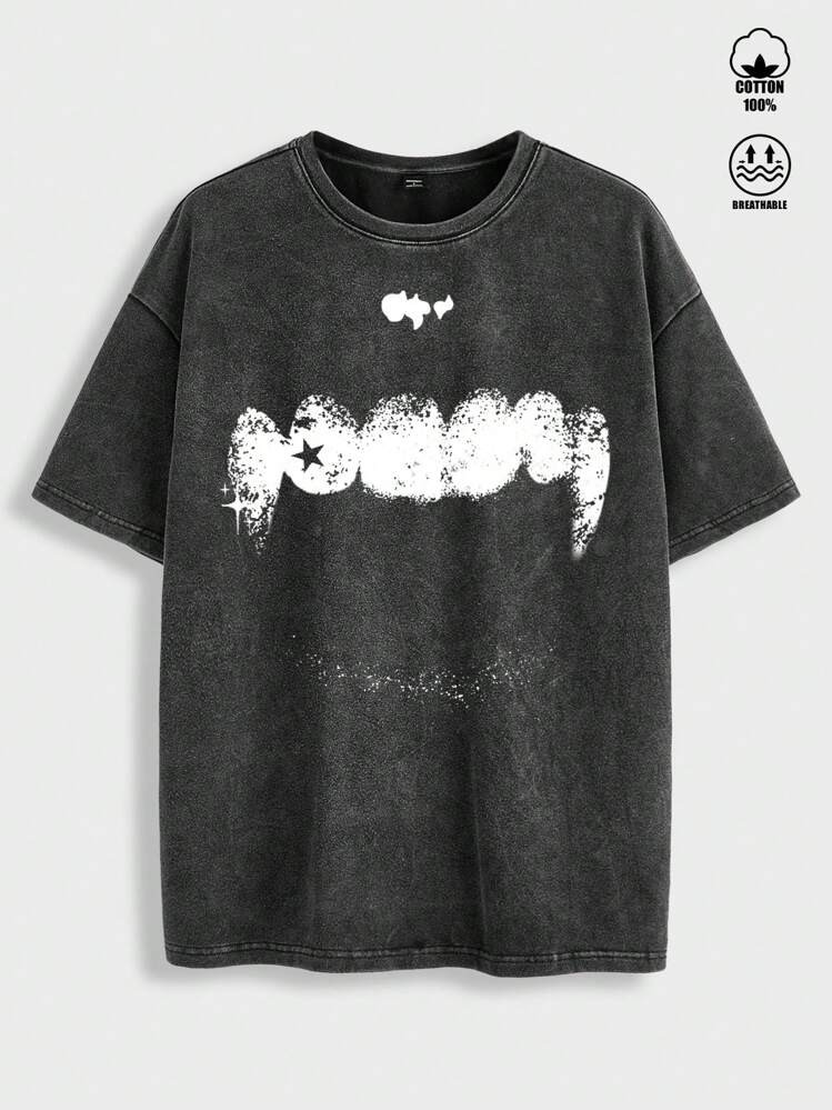 Mens Plus Size Vampire Fang Tee | SHEIN