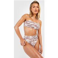 Womens Tiger Bandeau Tube Bikini Top - White - 12 | boohoo (US & Canada)