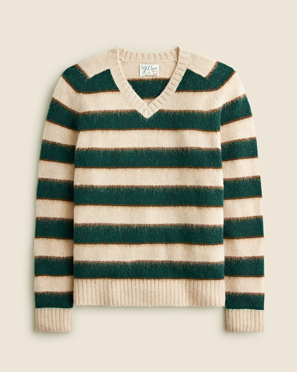 Brushed wool V-neck sweater in stripe | J. Crew US