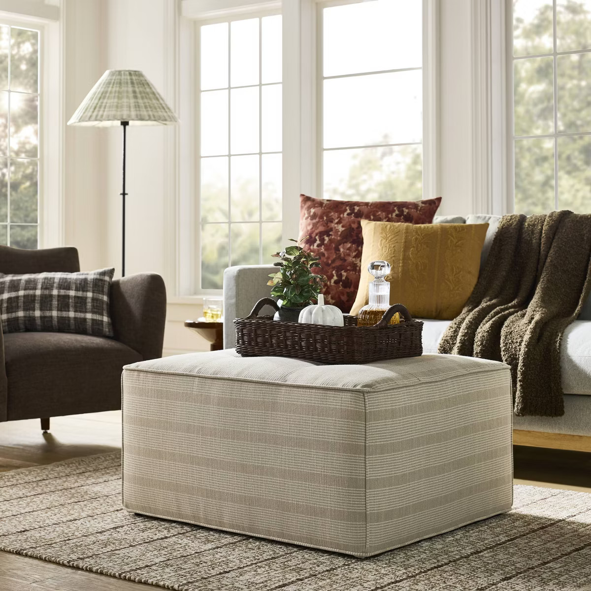 Tufted Cocktail Ottoman Tan - Threshold™ with Studio McGee | Target