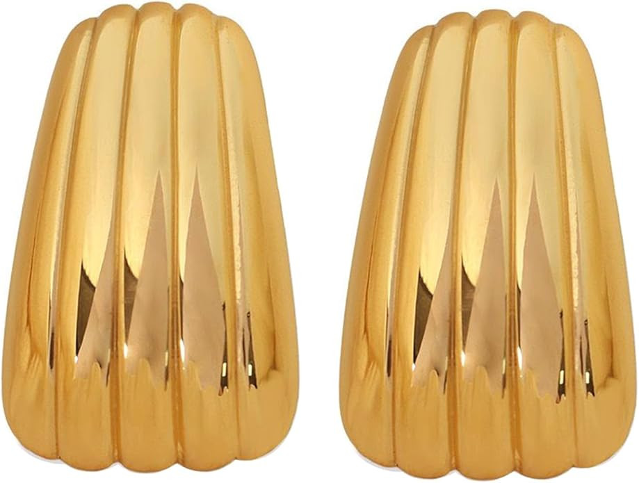 Chunky 14K Gold Plated Rectangle Stud Earrings for Women, Dainty Thick Stud Earrings, Minimalist ... | Amazon (US)