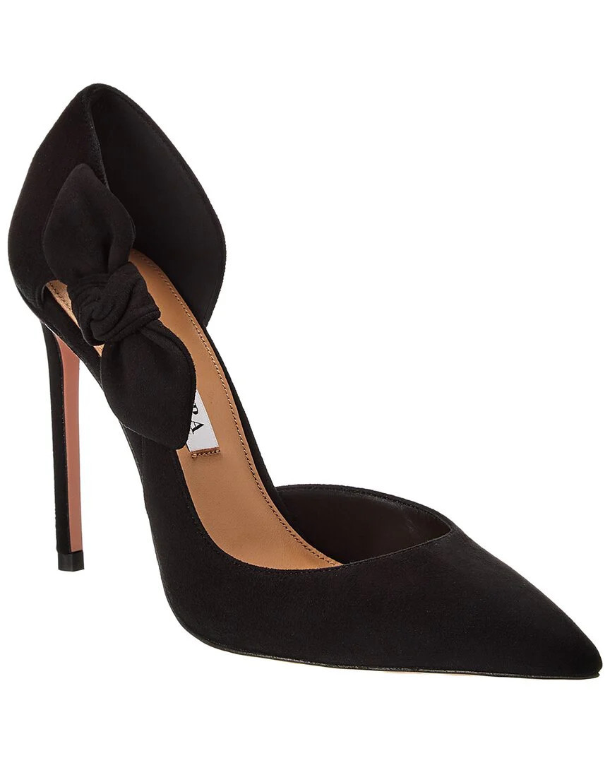 Aquazzura Very Bow Tie 105 Suede Pump | Shop Simon