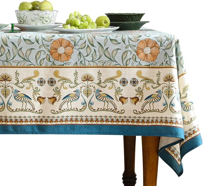 patdrea Designer French Linen Blue Tablecloth for Rectangle Table,Vintage Floral Table Cloth,Colo... | Amazon (US)