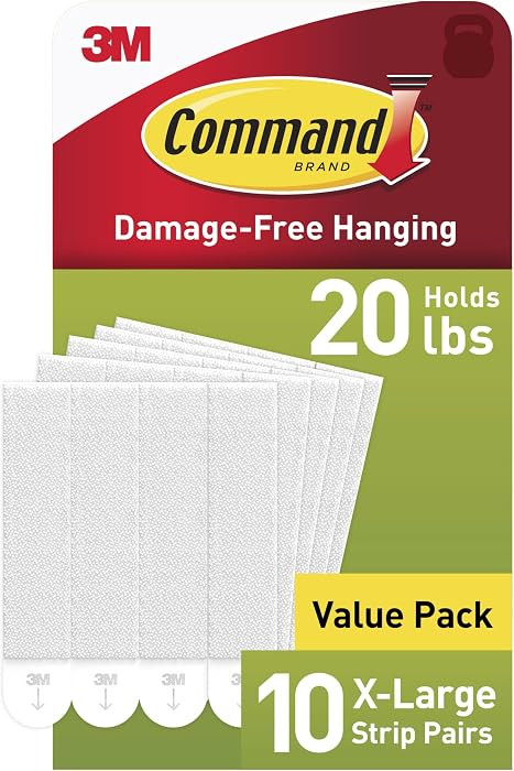 Command 20 lb XL 10 Pairs Heavyweight Picture Hanging Strips (20 Strips), Damage-Free Hangers for... | Amazon (US)