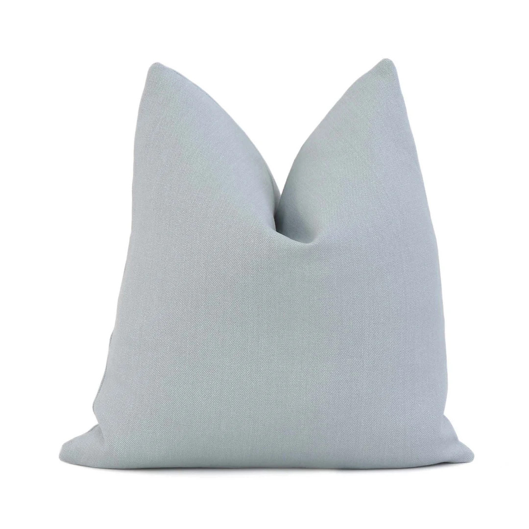 Solid Light Blue Linen Throw Pillow Cover Case With Gold - Etsy | Etsy (US)