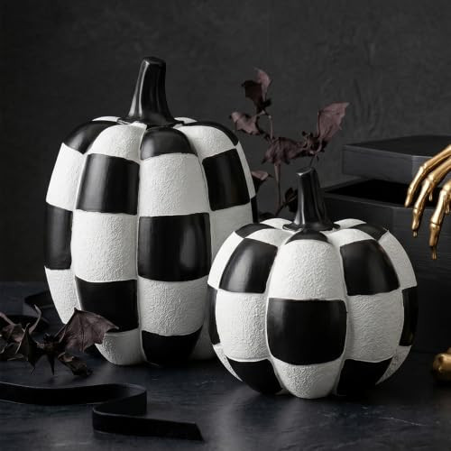 CRPQX Black and White Checkered Pumpkins for Halloween Decoration Indoor | Amazon (US)