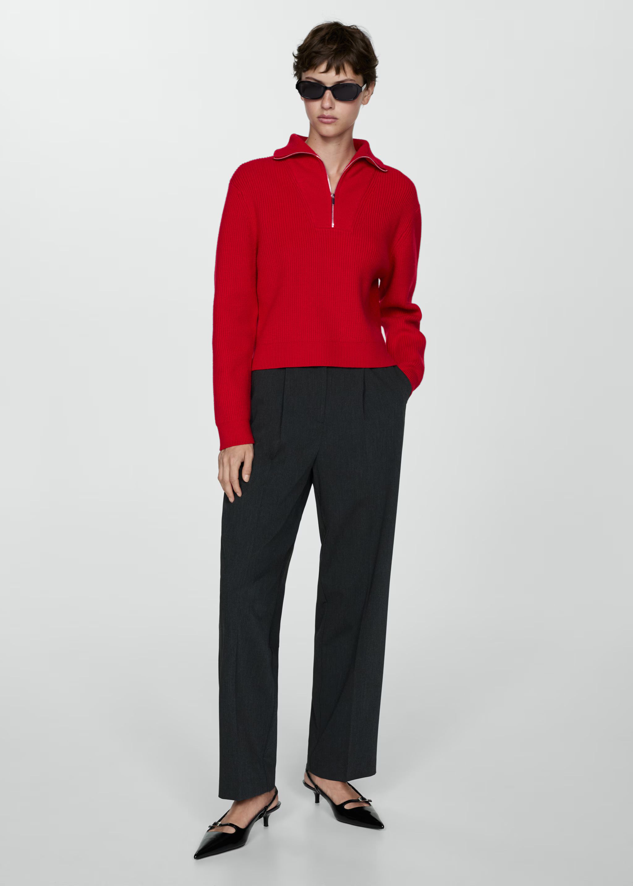 Zip neck jumper - Woman | MANGO USA | MANGO (US)