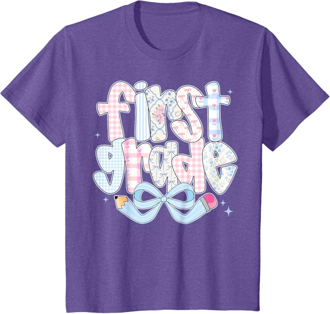 1st Grade Preppy Coquette Bow Girly Back To School Girl Kids T-Shirt | Amazon (US)