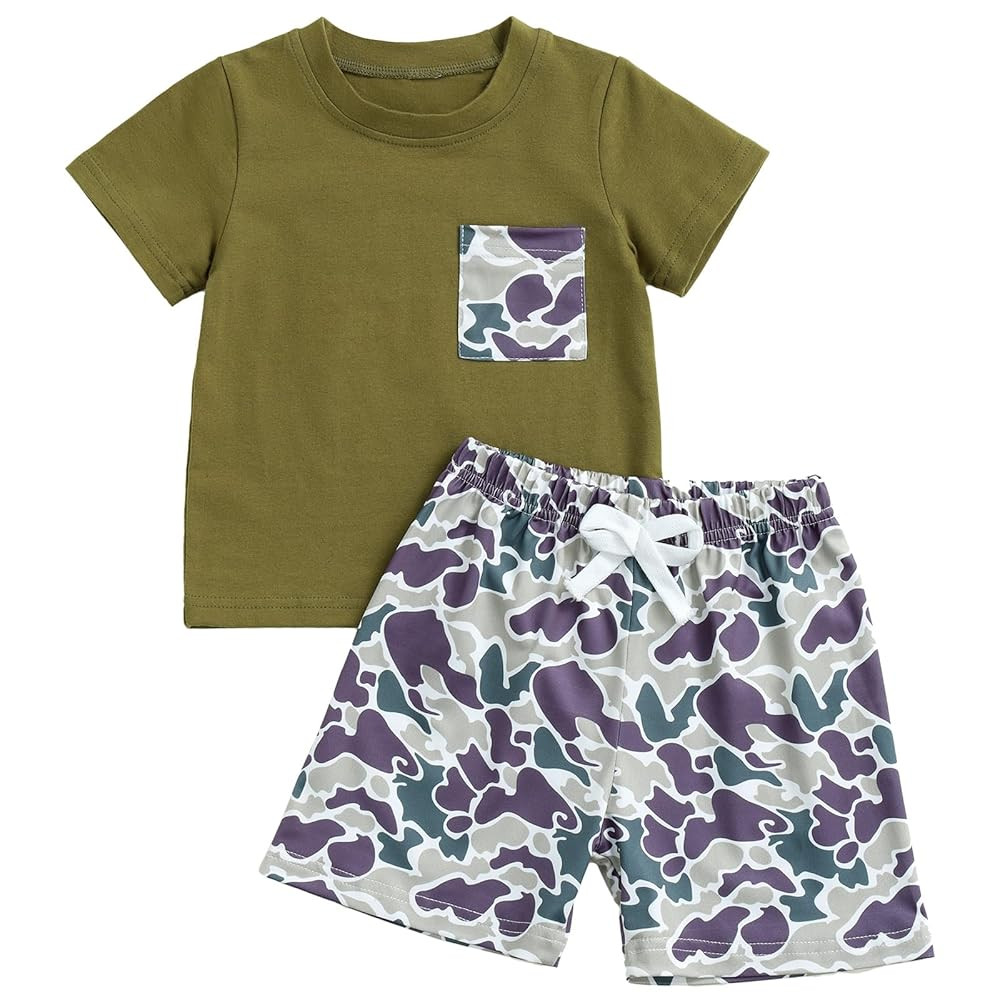 Toddler Boy Clothes Baby Summer Outfit Short Sleeve T-Shirt Tops Camouflage Shorts 2Pcs Clothing ... | Amazon (US)