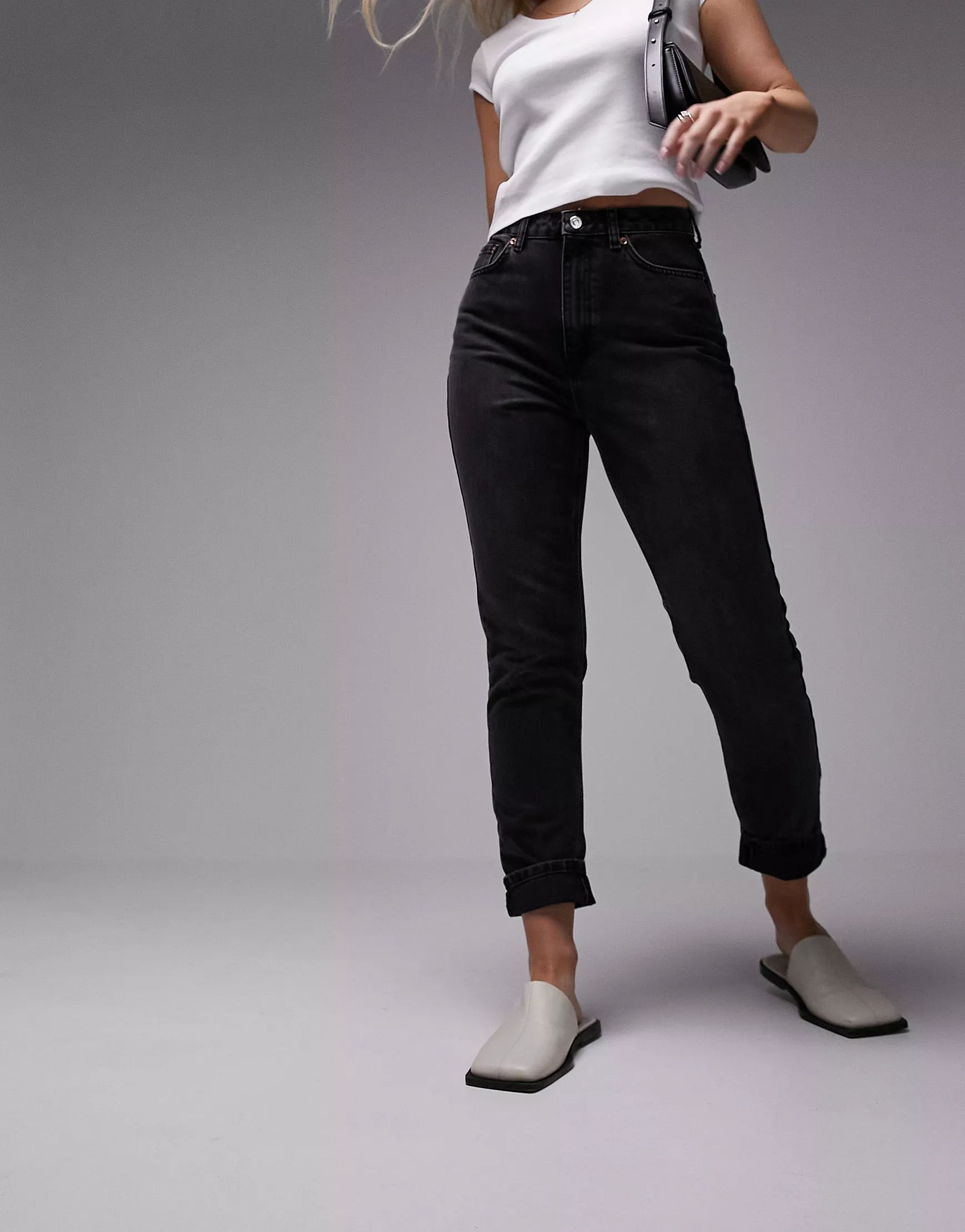 › Topshop Hourglass Mom jeans in washed black | ASOS (Global)