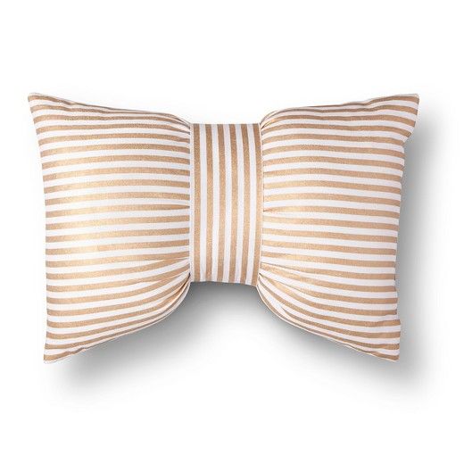 Gold & White Metallic Stripe Bow Throw Pillow - Xhilaration™ | Target