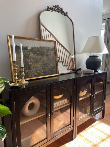 Entryway foyer decor styling. Vintage style. Neutral home decor. Target style. Arched cabinets. Sideboard decor  

#LTKhome #LTKstyletip