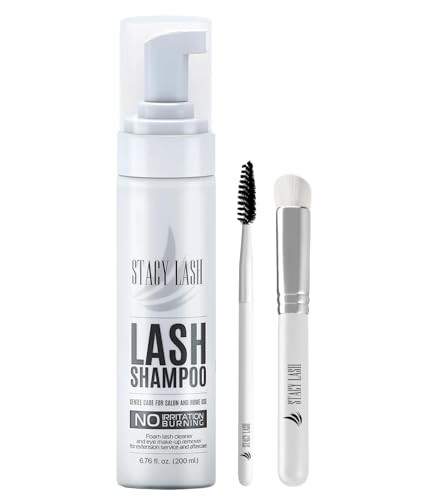 STACY LASH 6.76 fl.oz/200ml Eyelash Extension Shampoo + Brush/Eyelid & Eyebrows Foaming Cleanser/Wash for Extensions & Natural Lashes/Safe Makeup Remover/Supplies for Professional & Home Use | Amazon (US)