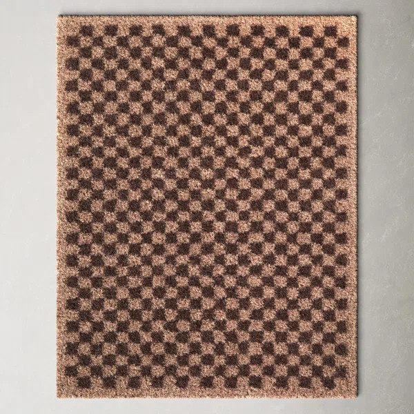 Walker Checkered Wine Shag Area Rug | Wayfair North America