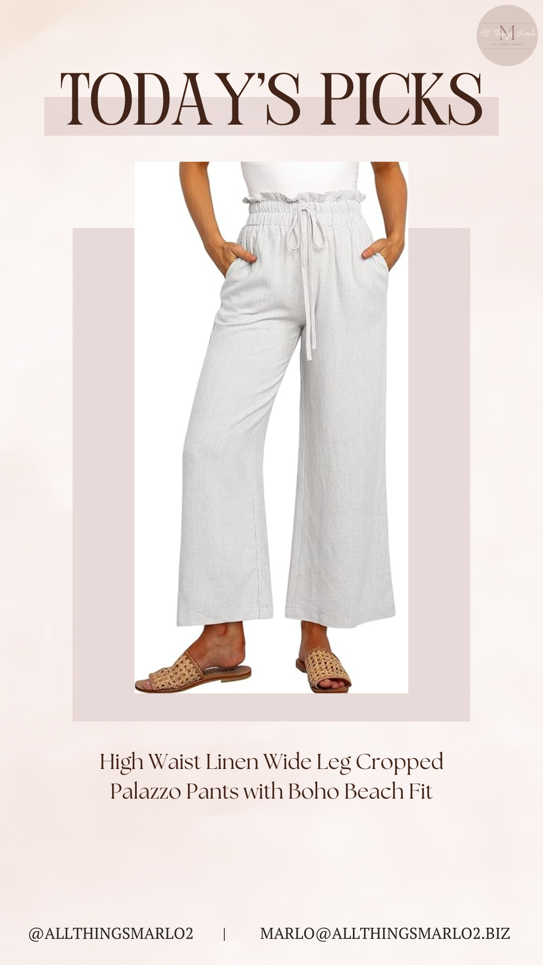 High Waist Linen Wide Leg Cropped Palazzo Pants with Boho Beach Fit 

 #LTKSeasonal #LTKWorkwear #LTKTravel